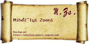 Mihályi Zseni névjegykártya